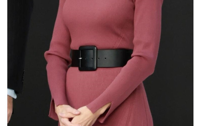 wide black belts for dresses Women Faux Leather Wide Waist Belt Double Prong Buckle Waistband for Dress  Coat