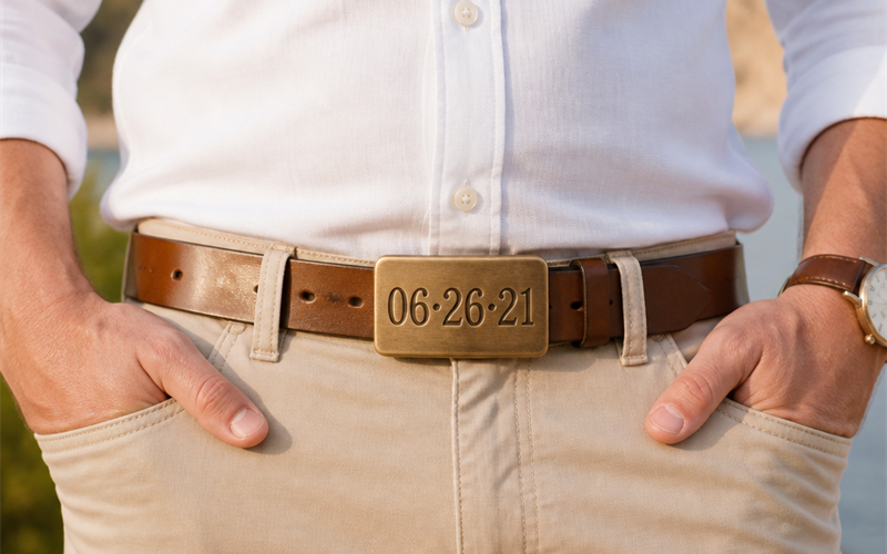 Belt with a Date Engraved — Anniversary Gift Done Right