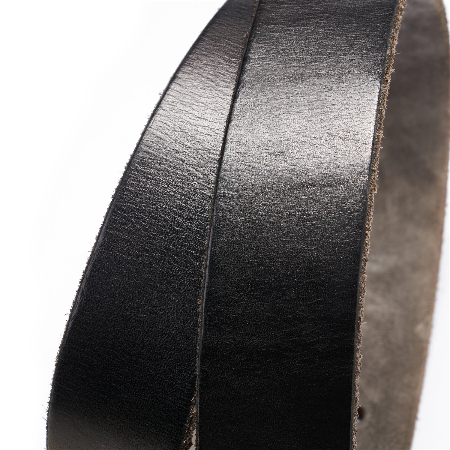 100% Full-Grain Leather Strap in Ironbloom Black, Raw-Edged Finish