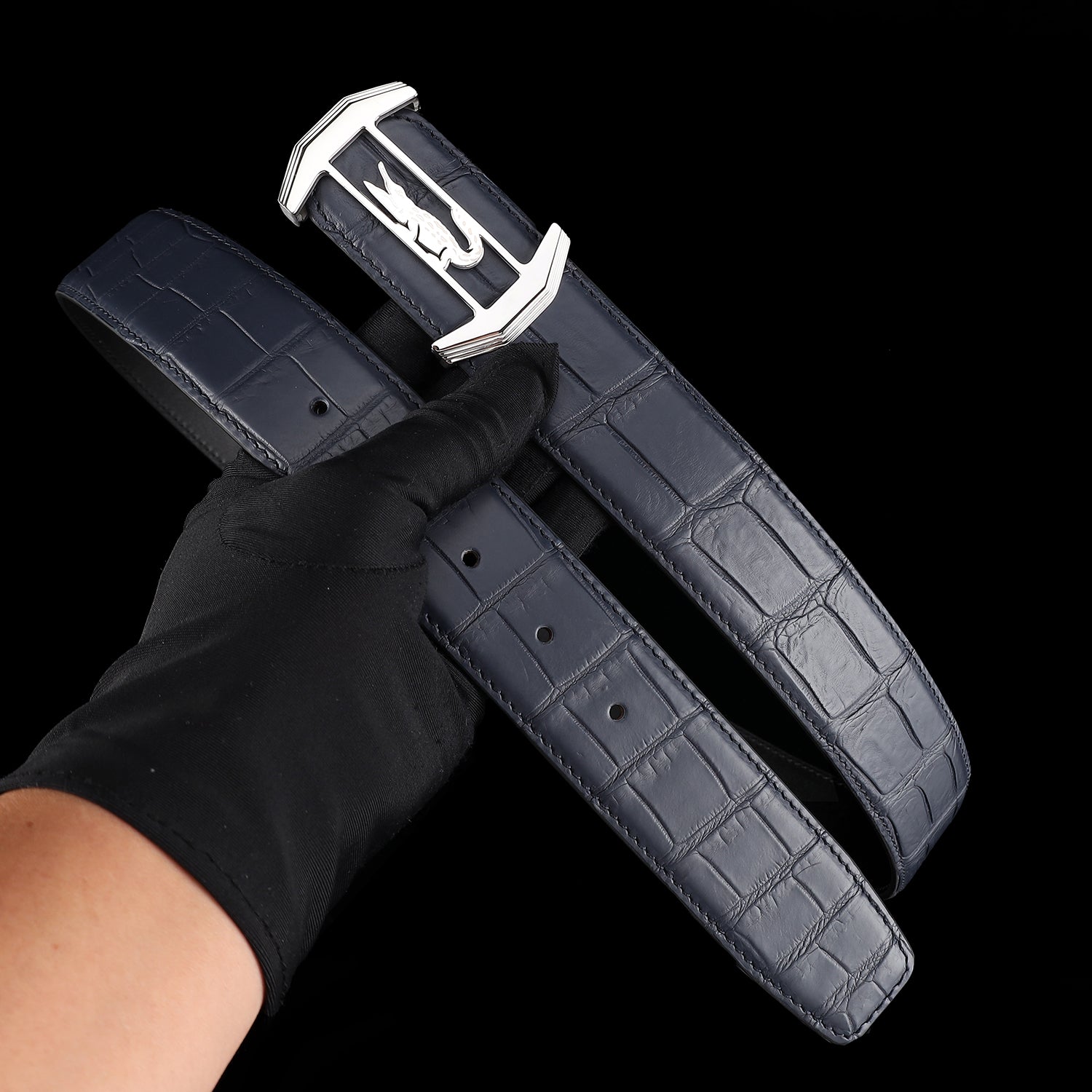 Authentic Crocodile Leather Belt for Men-Matte Finish — reverse side | BELTLEY