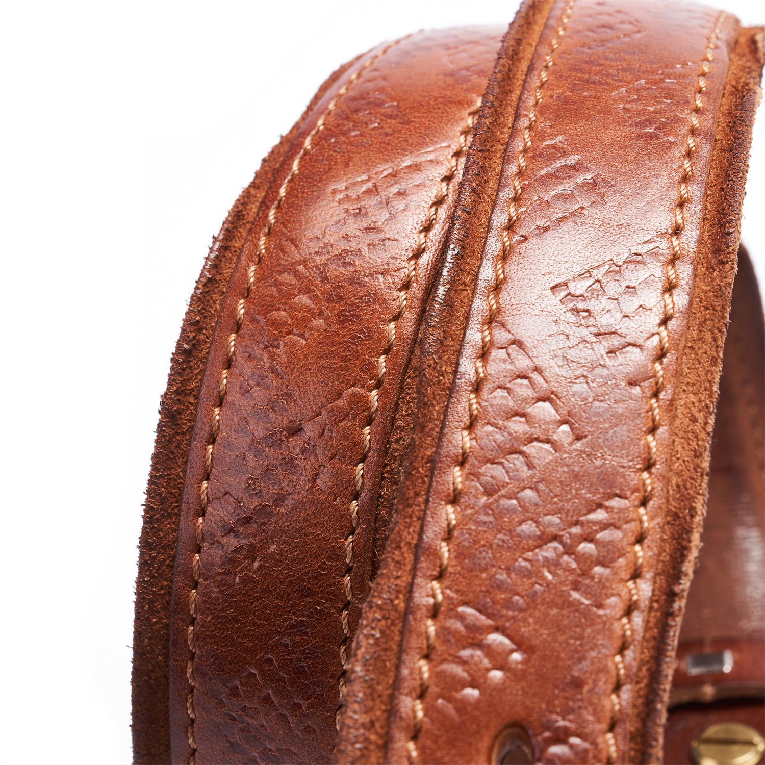 Handmade Brown Distressed Leather Belt For Men&Women — reverse side | BELTLEY