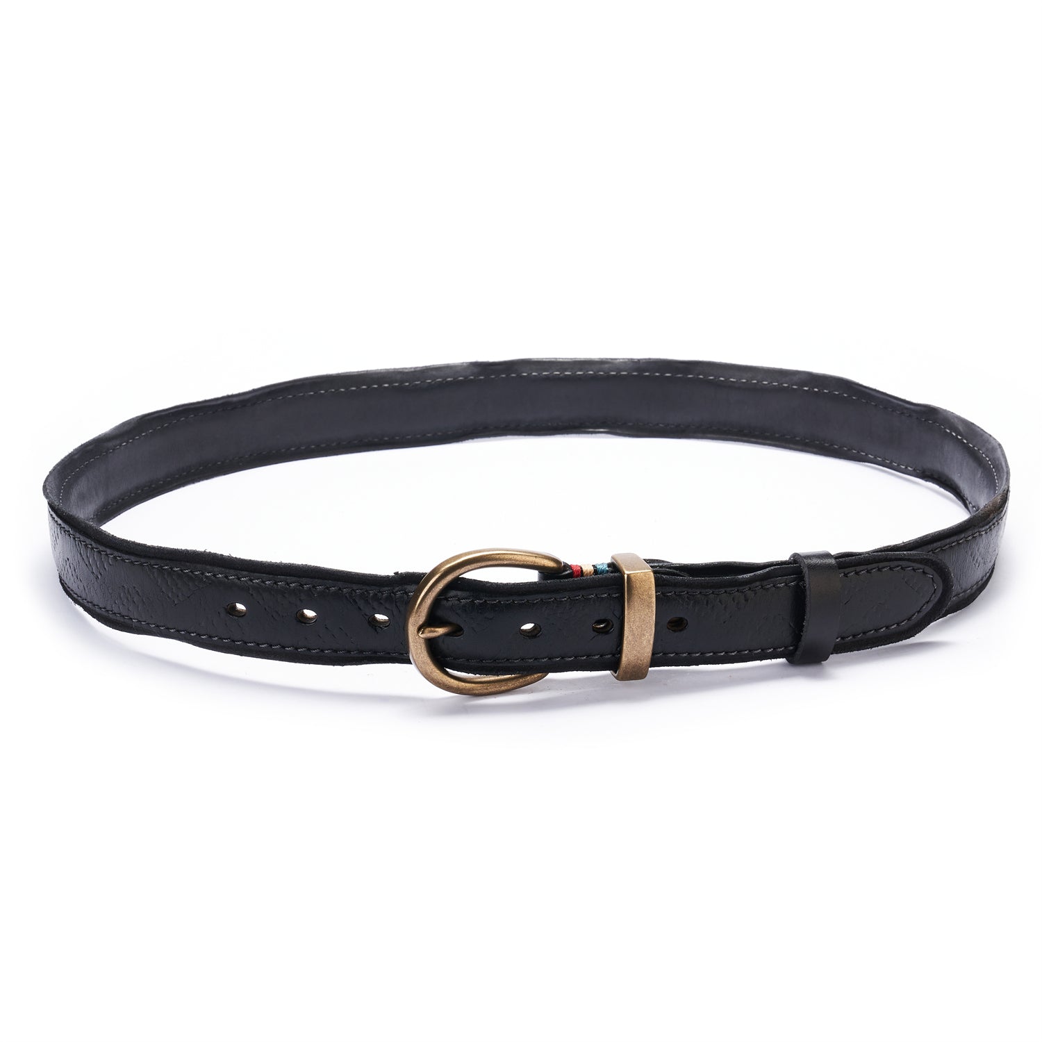 BELTLEY Handmade Distressed Black Leather Belt - Vintage Full Grain, Unisex