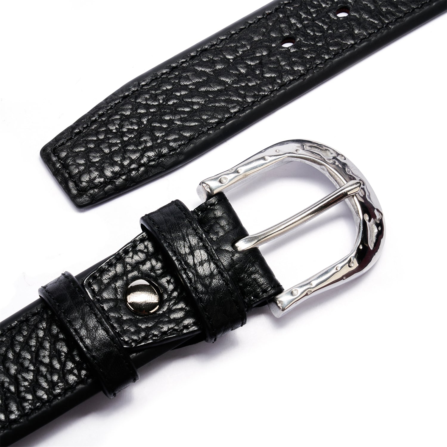 BELTLEY Rugged Men's Black Buffalo Leather Belt – 1.5"