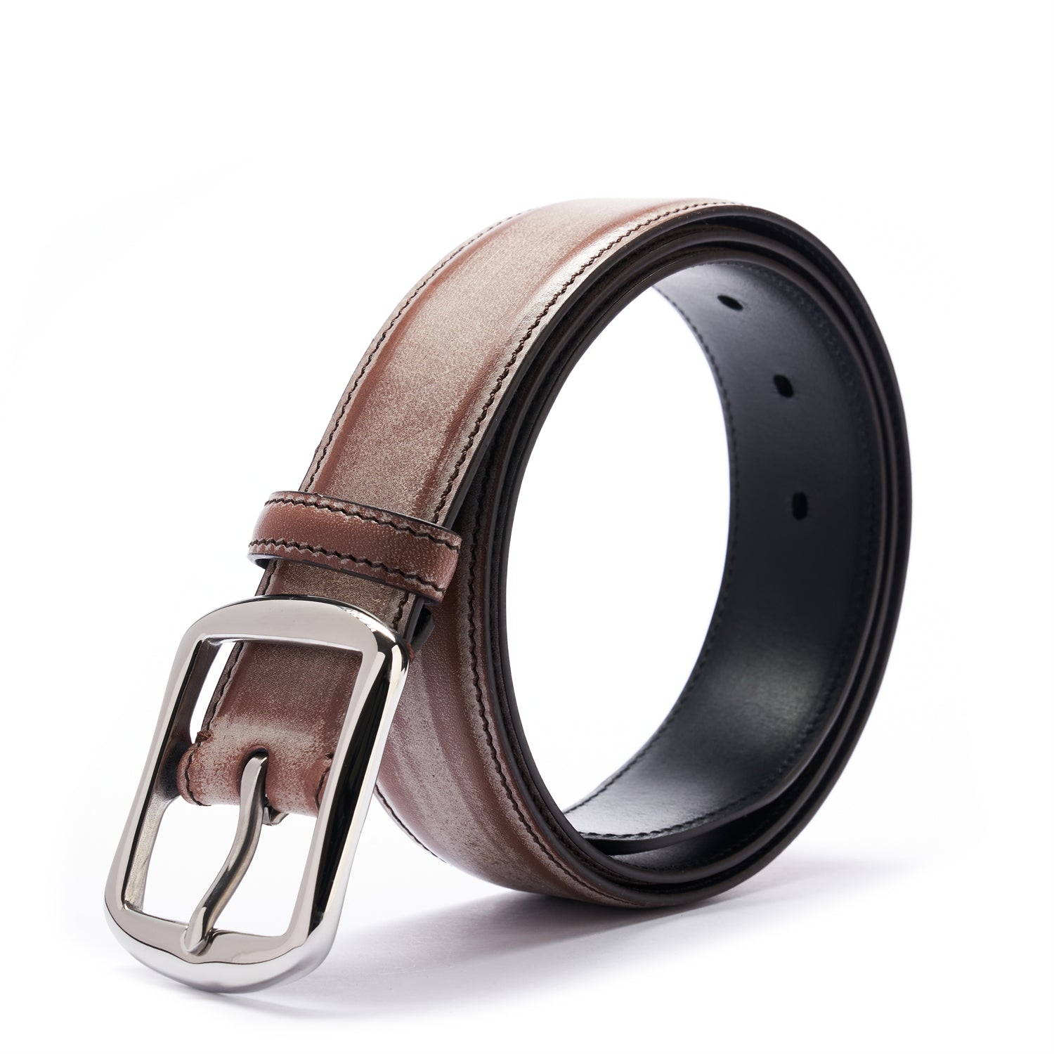 BELTLEY 1.38" Waxed Brown Bridle Leather Belt - Timeless Design