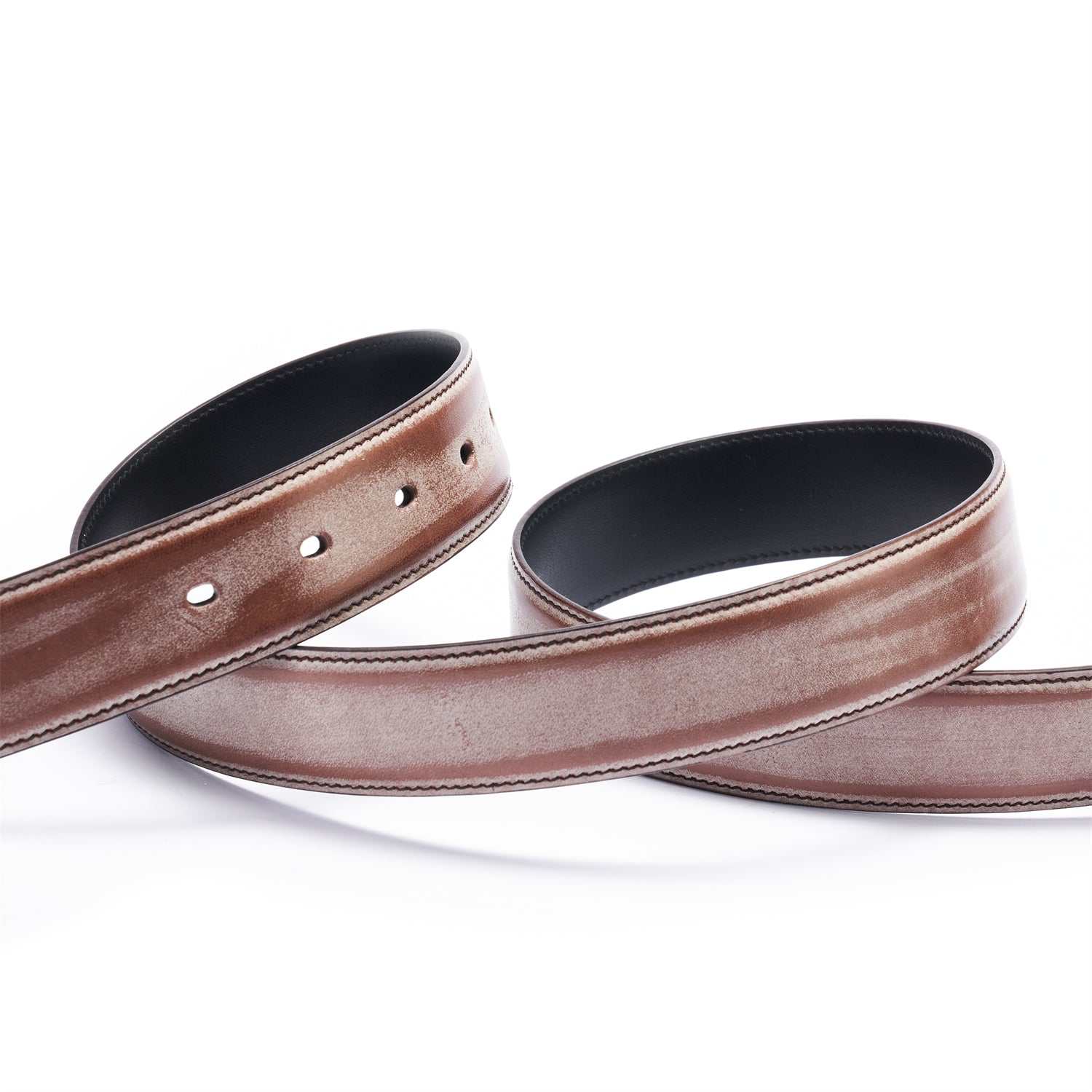 BELTLEY 1.38" Waxed Brown Bridle Leather Belt - Timeless Design