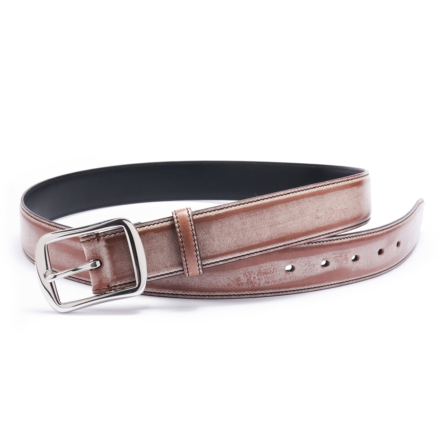 BELTLEY 1.38" Waxed Brown Bridle Leather Belt - Timeless Design