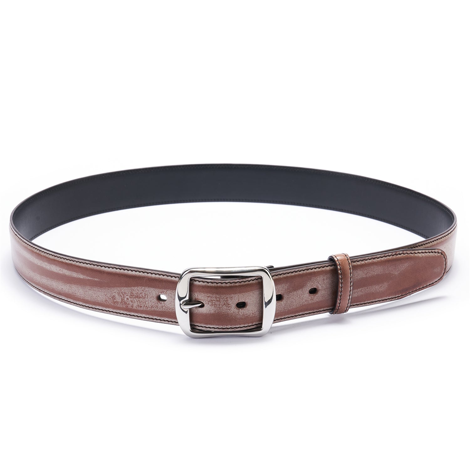 BELTLEY 1.38" Waxed Brown Bridle Leather Belt - Timeless Design
