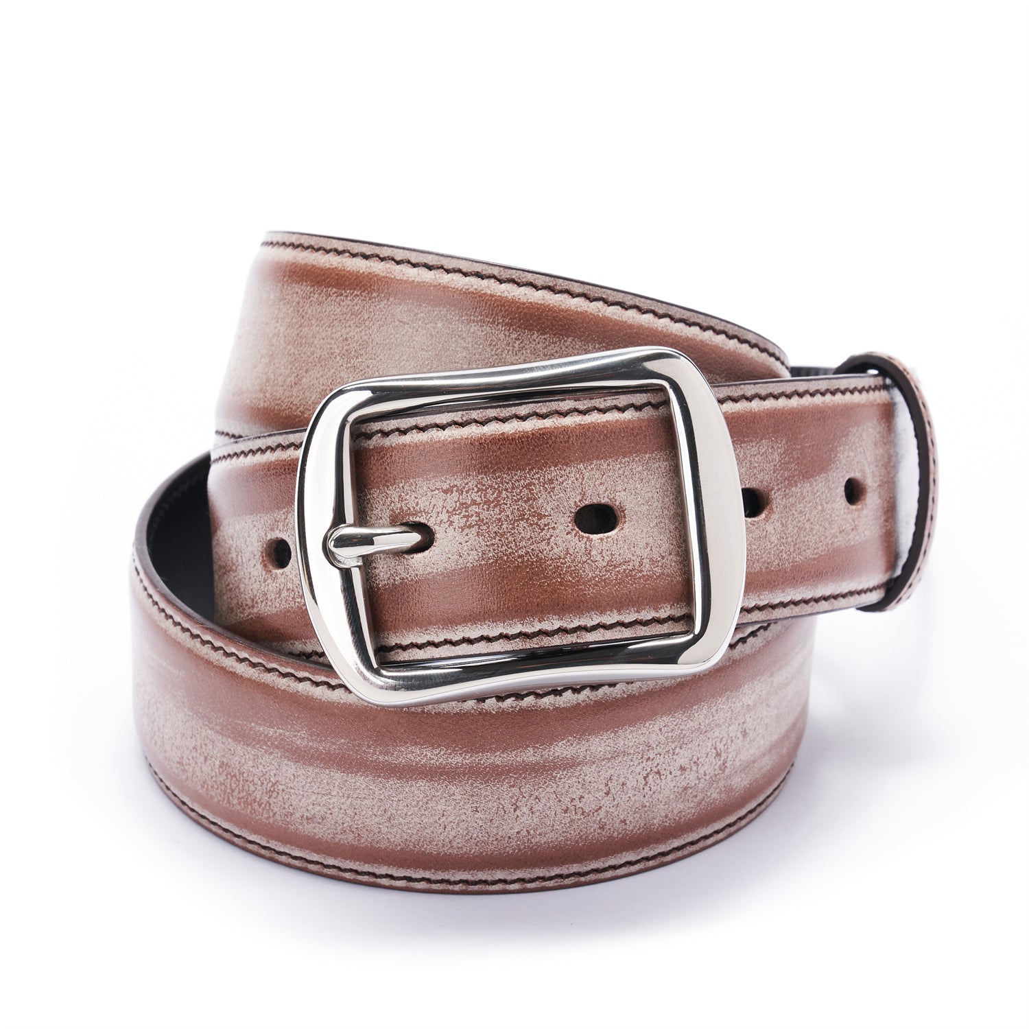BELTLEY 1.38" Waxed Brown Bridle Leather Belt - Timeless Design