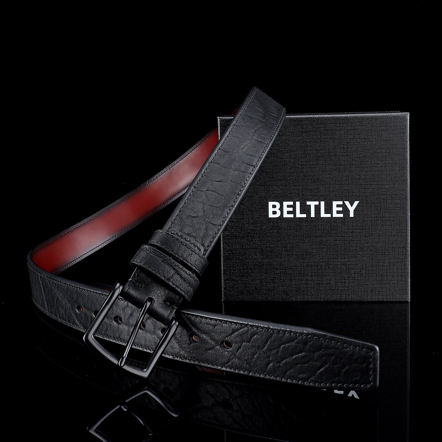 BELTLEY 1.5” Black Cowhide Casual Everyday Belt