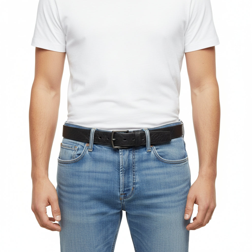 BELTLEY 1.5” Black Cowhide Casual Everyday Belt