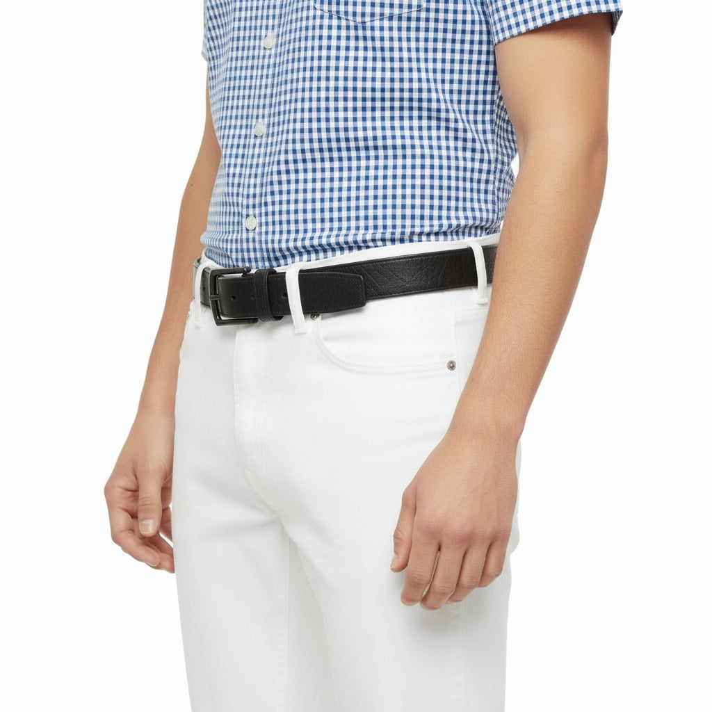 BELTLEY 1.5” Black Cowhide Casual Everyday Belt