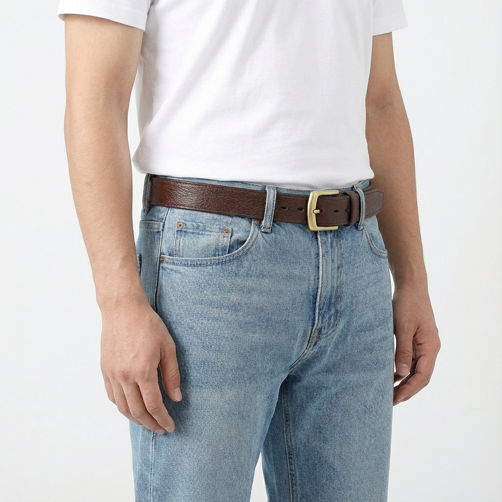 1.5” Brown Casual Everyday Belt — side detail | BELTLEY