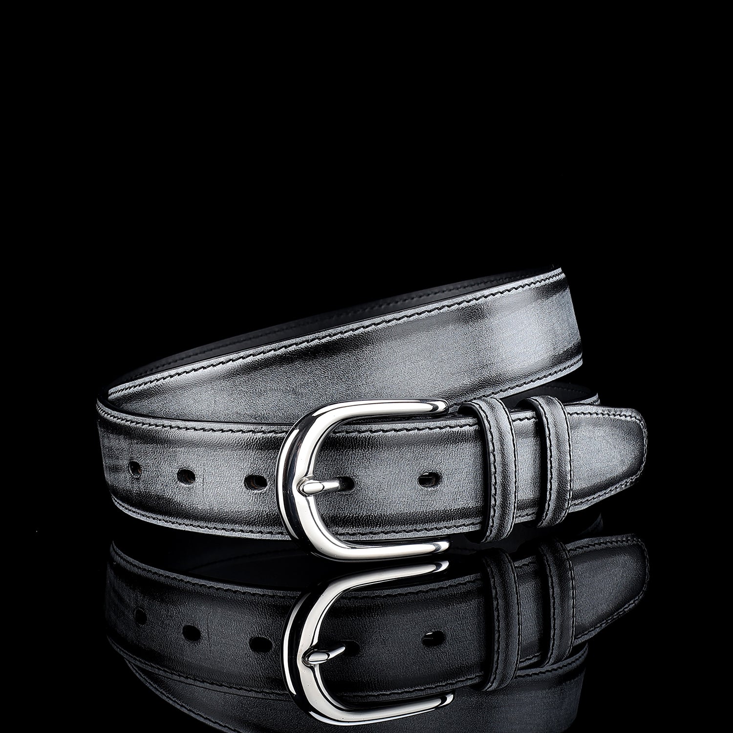 35mm Waxed Full-Grain Bridle Leather for Men & Women — lay-flat view | BELTLEY