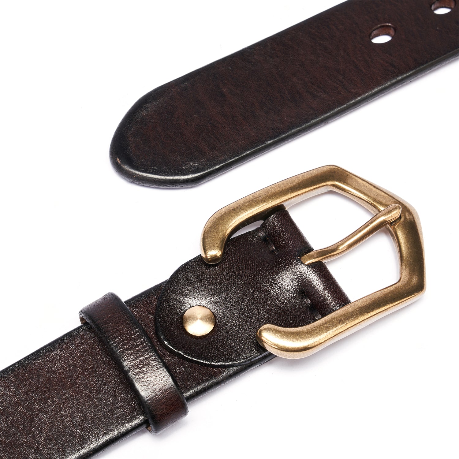 BELTLEY Architect Series Belt & Oxblood Black Leather With Patinated Brass Hardware