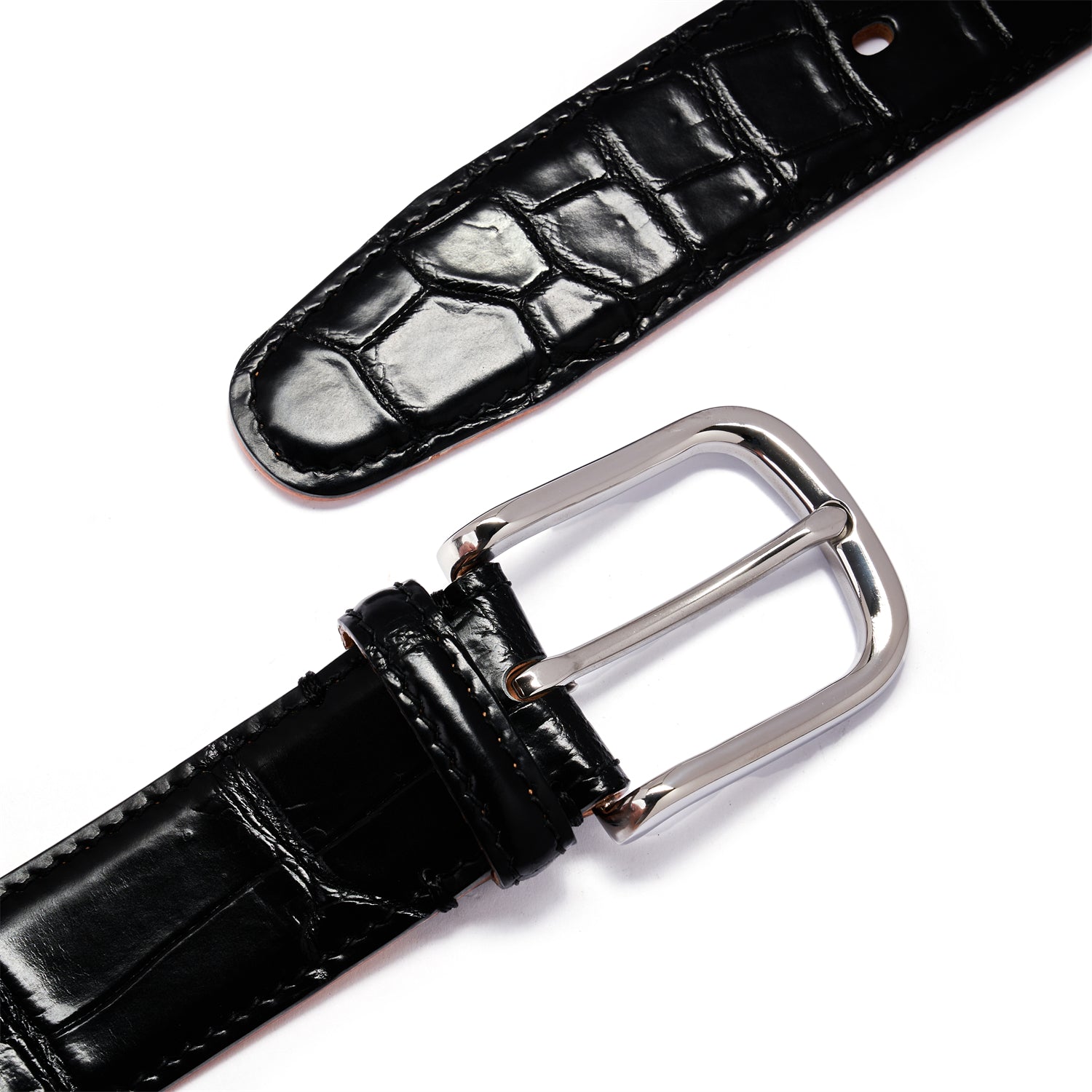 BELTLEY Artisan Crafted Black Crocodile Leather Belt – 1.38" | Unisex