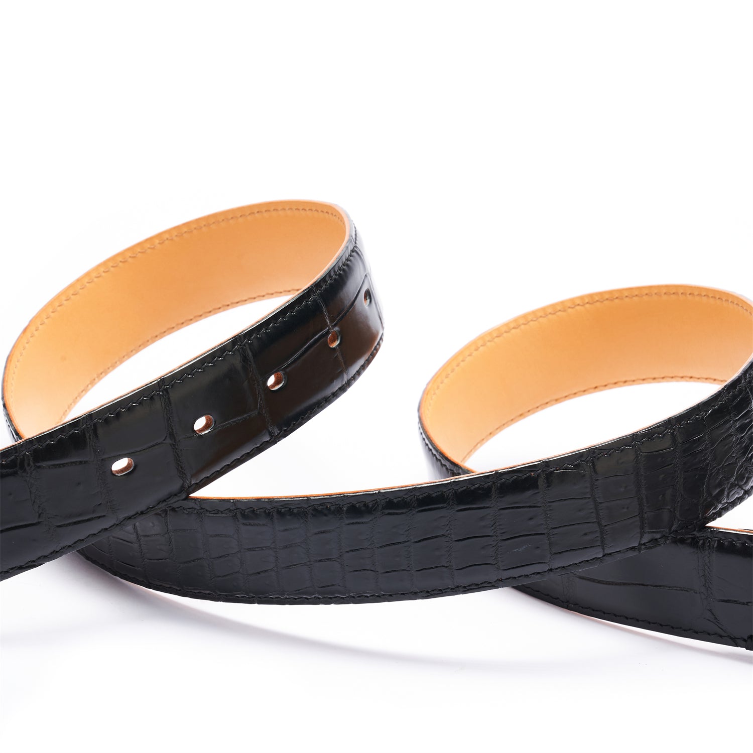BELTLEY Artisan Crafted Black Crocodile Leather Belt – 1.38" | Unisex