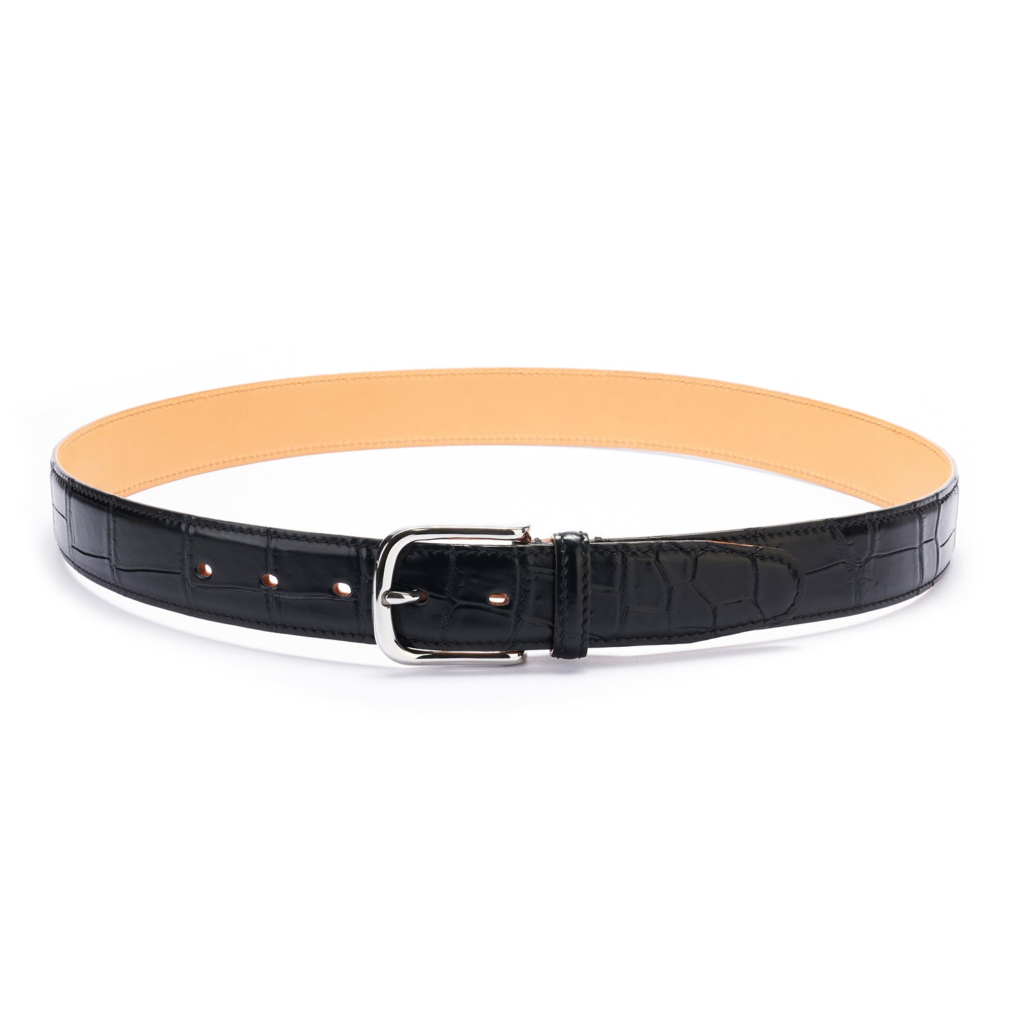 BELTLEY Artisan Crafted Black Crocodile Leather Belt – 1.38" | Unisex