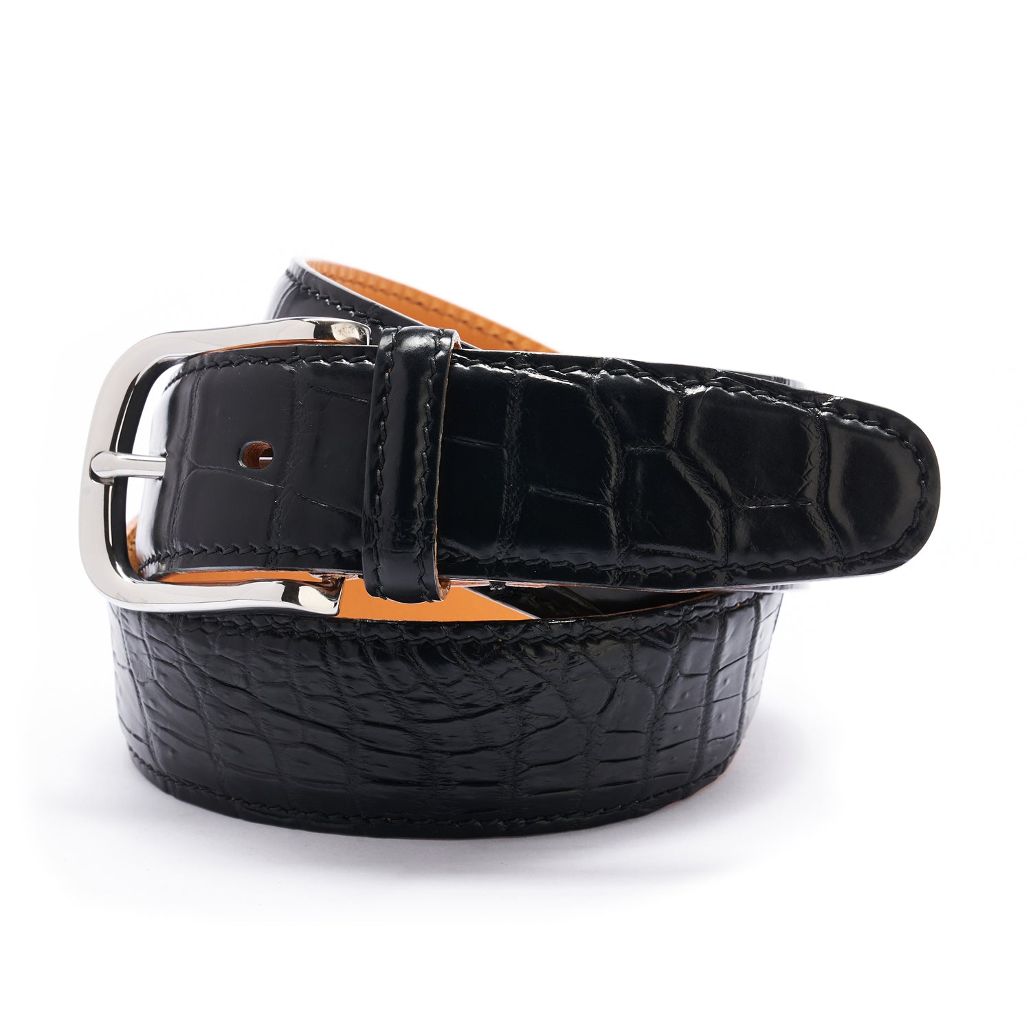 BELTLEY Artisan Crafted Black Crocodile Leather Belt – 1.38" | Unisex