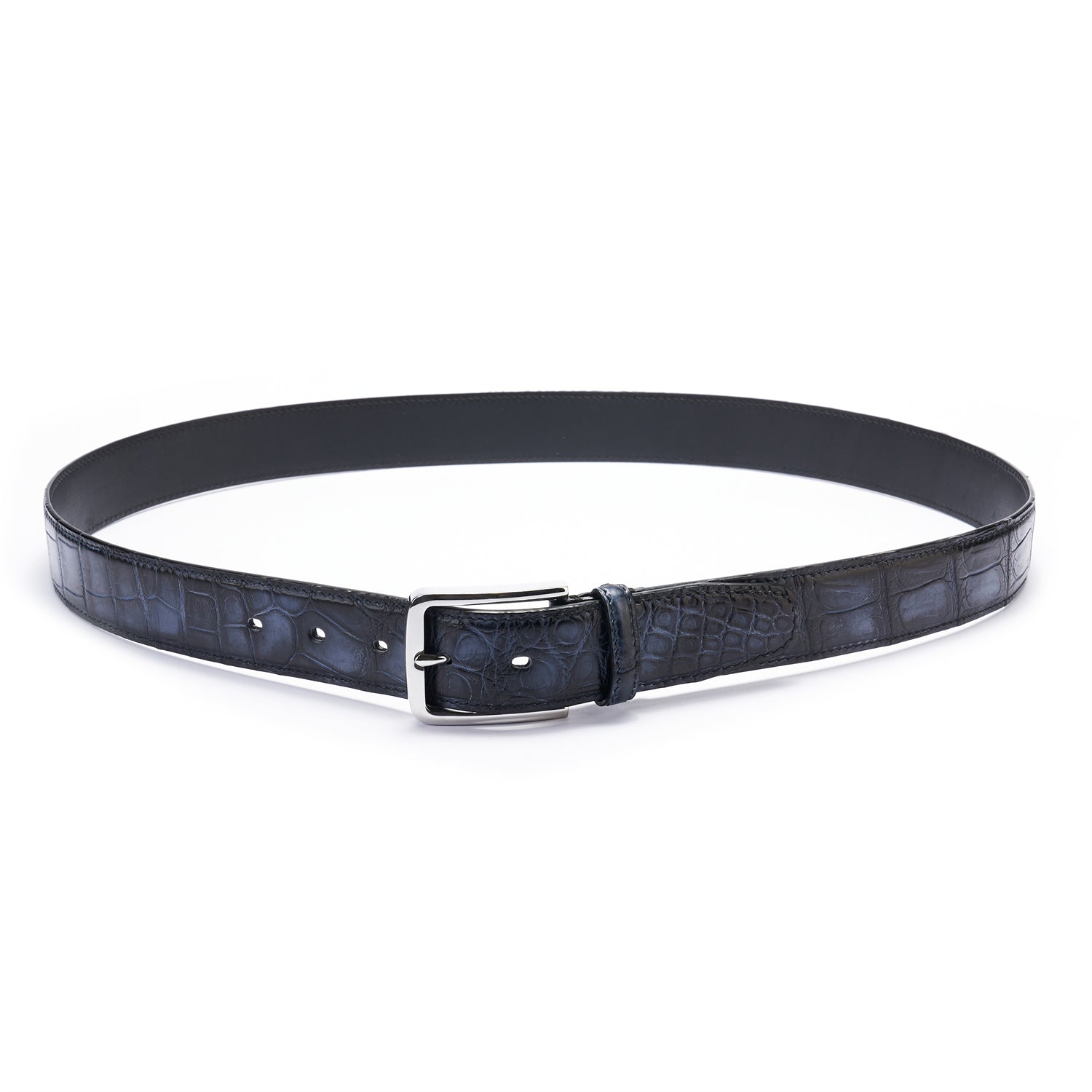 BELTLEY Artisan Crafted Midnight Blue Alligator Belt – Hand-Finished, 1.38"