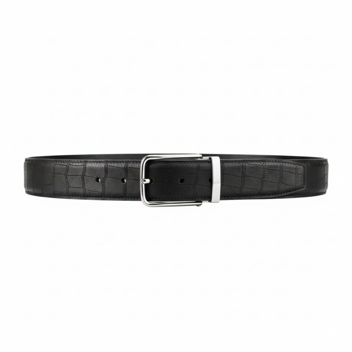 BELTLEY Black Authentic Deerskin Leather Belt-Unisex 1.38"
