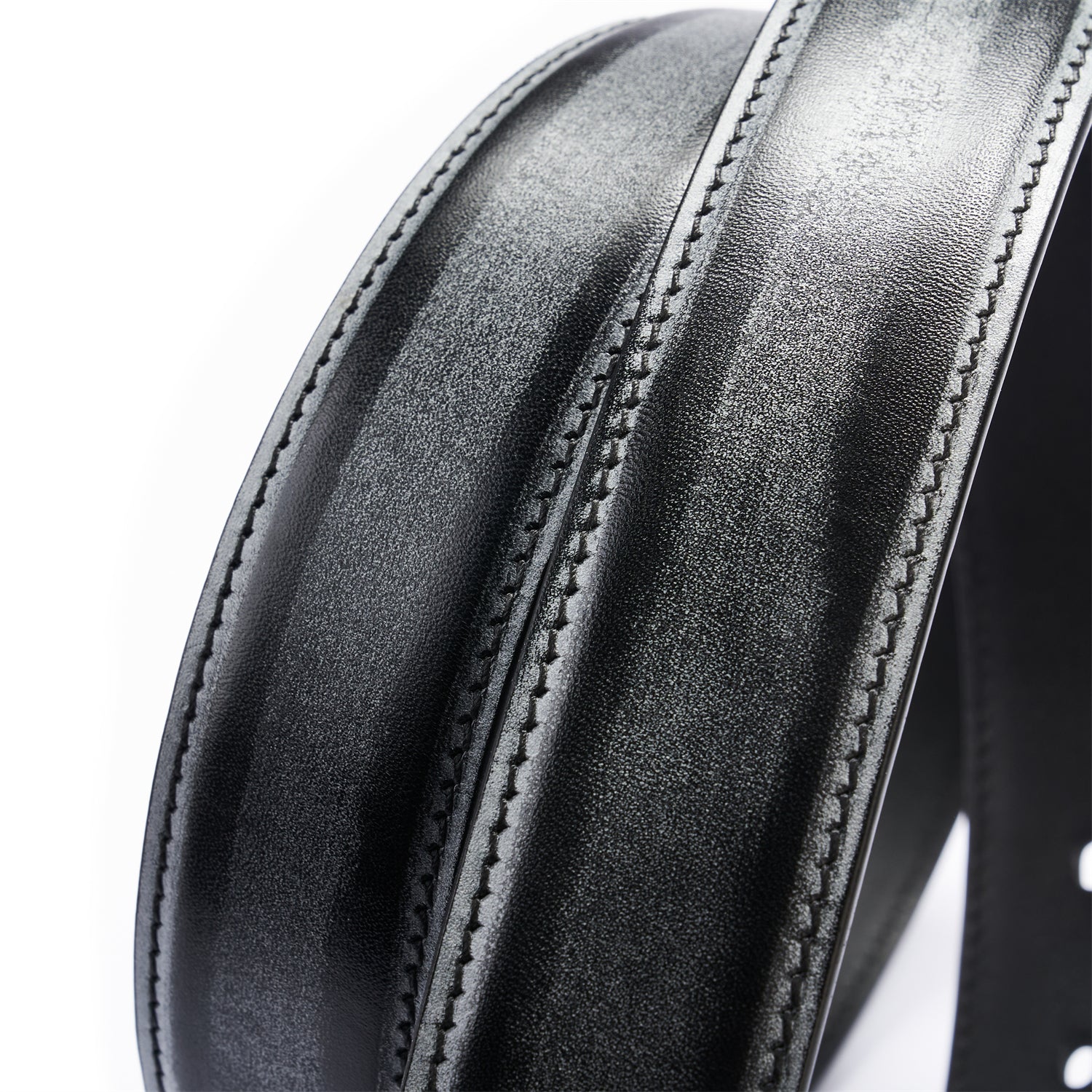 BELTLEY Black Bridle Leather Belt with a Waxed Matte Finish - 1.38 Inch