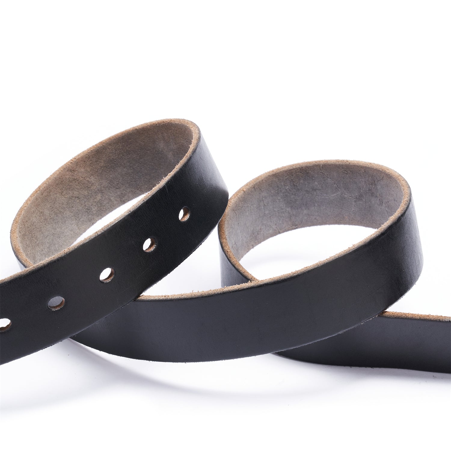 BELTLEY Black Distressed Leather Belt with Raw Edge & Suede - Vintage Style, 1.5 inches