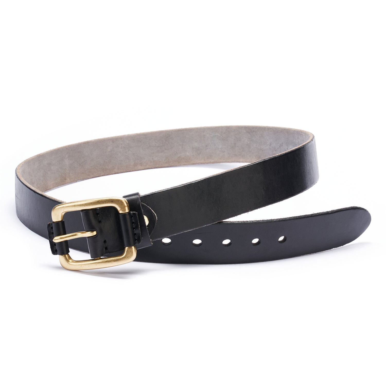 BELTLEY Black Distressed Leather Belt with Raw Edge & Suede - Vintage Style, 1.5 inches