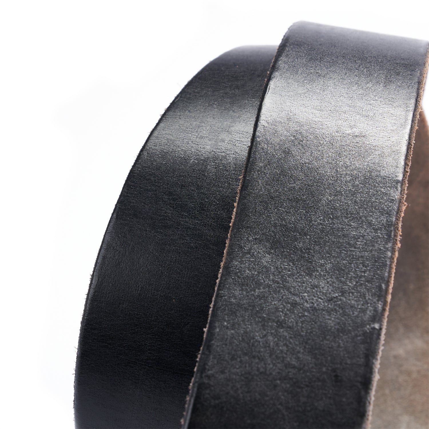 BELTLEY Black Distressed Leather Belt with Raw Edge & Suede - Vintage Style, 1.5 inches