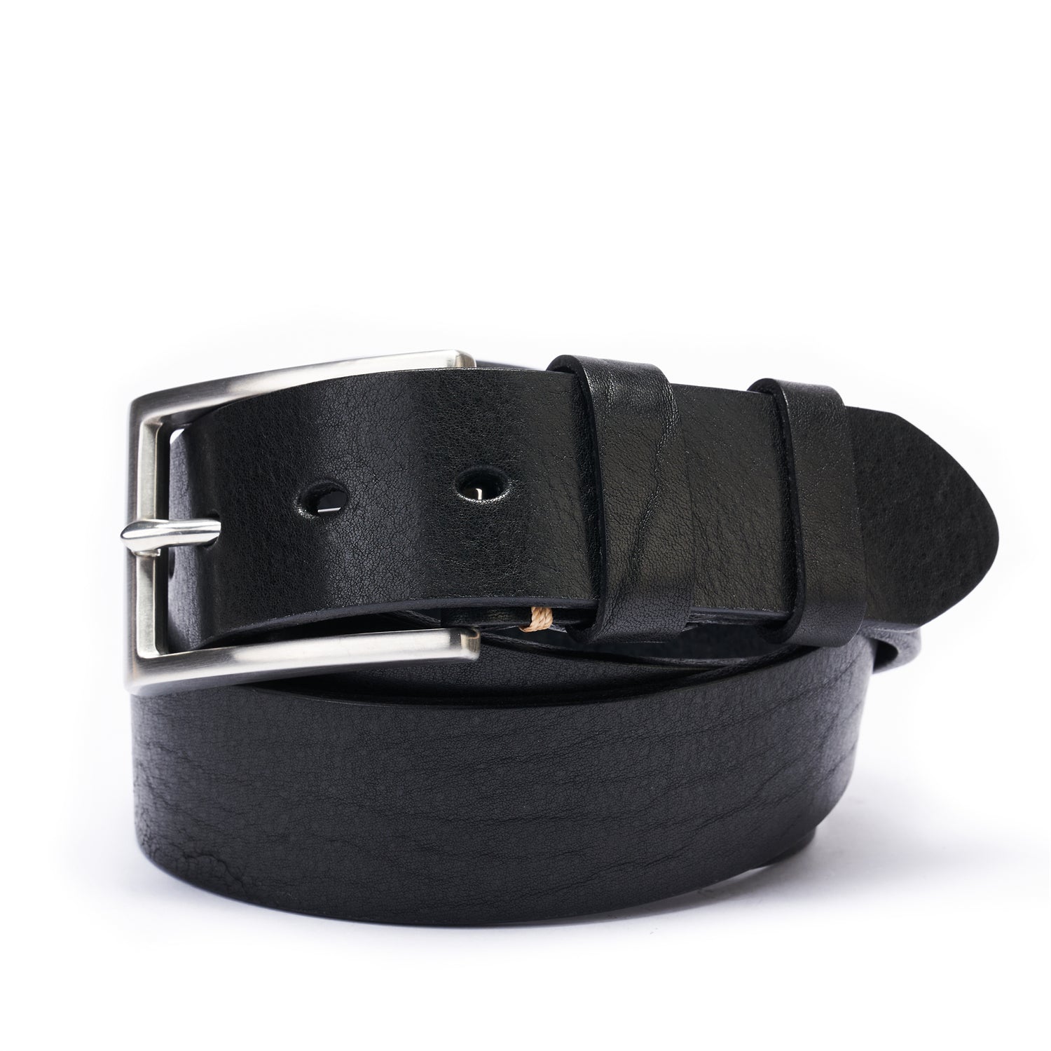 BELTLEY Black Everyday Leather Belt 1.5” - Full Grain SS Buckle