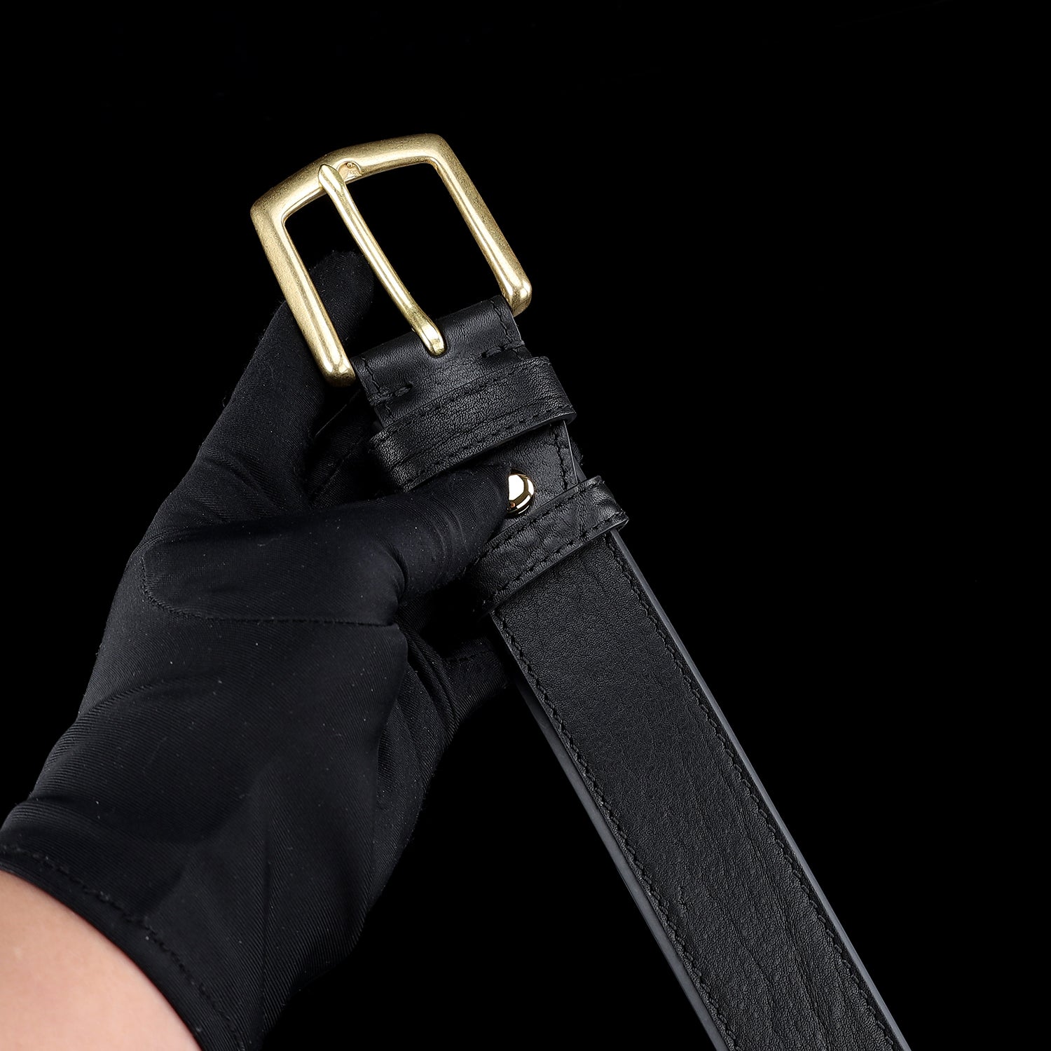 BELTLEY Black Full-Grain Cowhide Leather Belt for Men