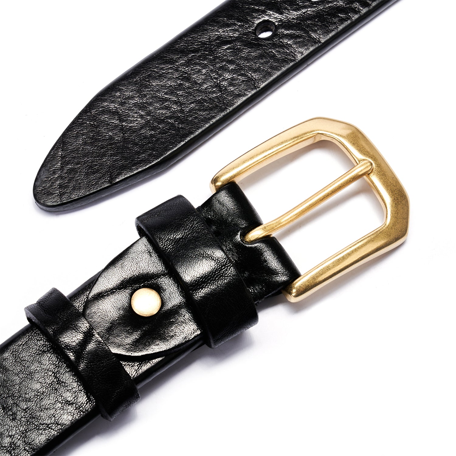 BELTLEY Black Heavy-Duty Full Grain Leather Rugged Belt with Suede Backing