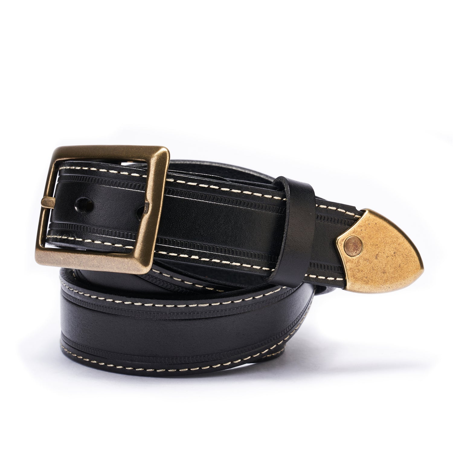 BELTLEY Black Heritage Statement Belt -Oxidizing Bronze Closure