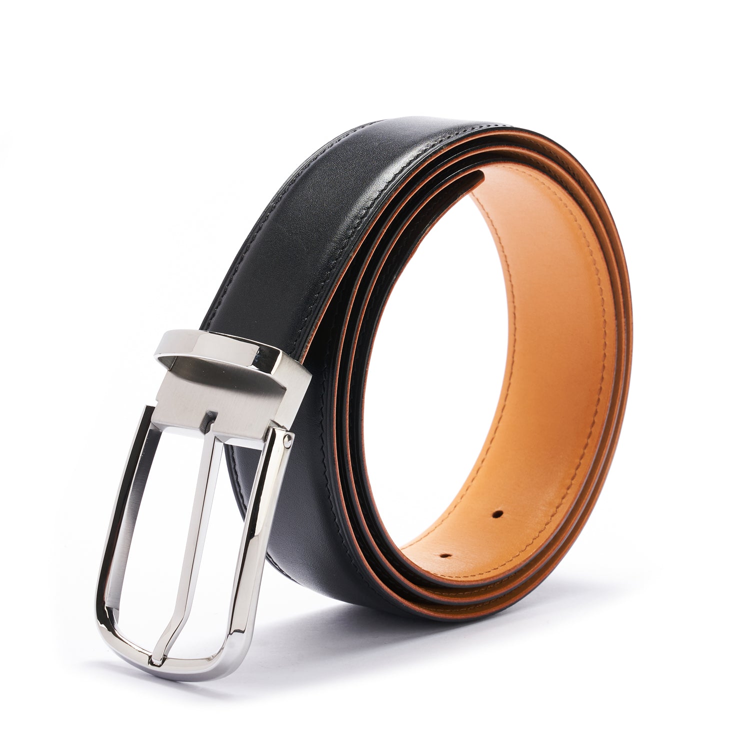 BELTLEY Black Japanese Oak Vegetable-Tanned Leather Dress Belt