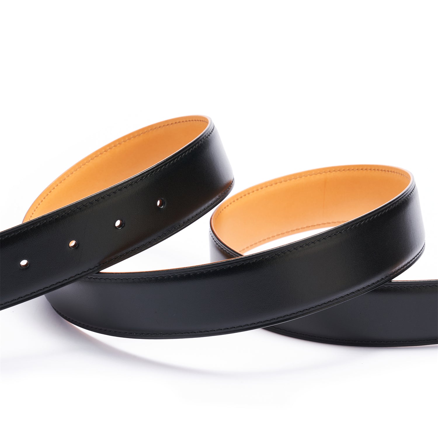 BELTLEY Black Japanese Oak Vegetable-Tanned Leather Dress Belt