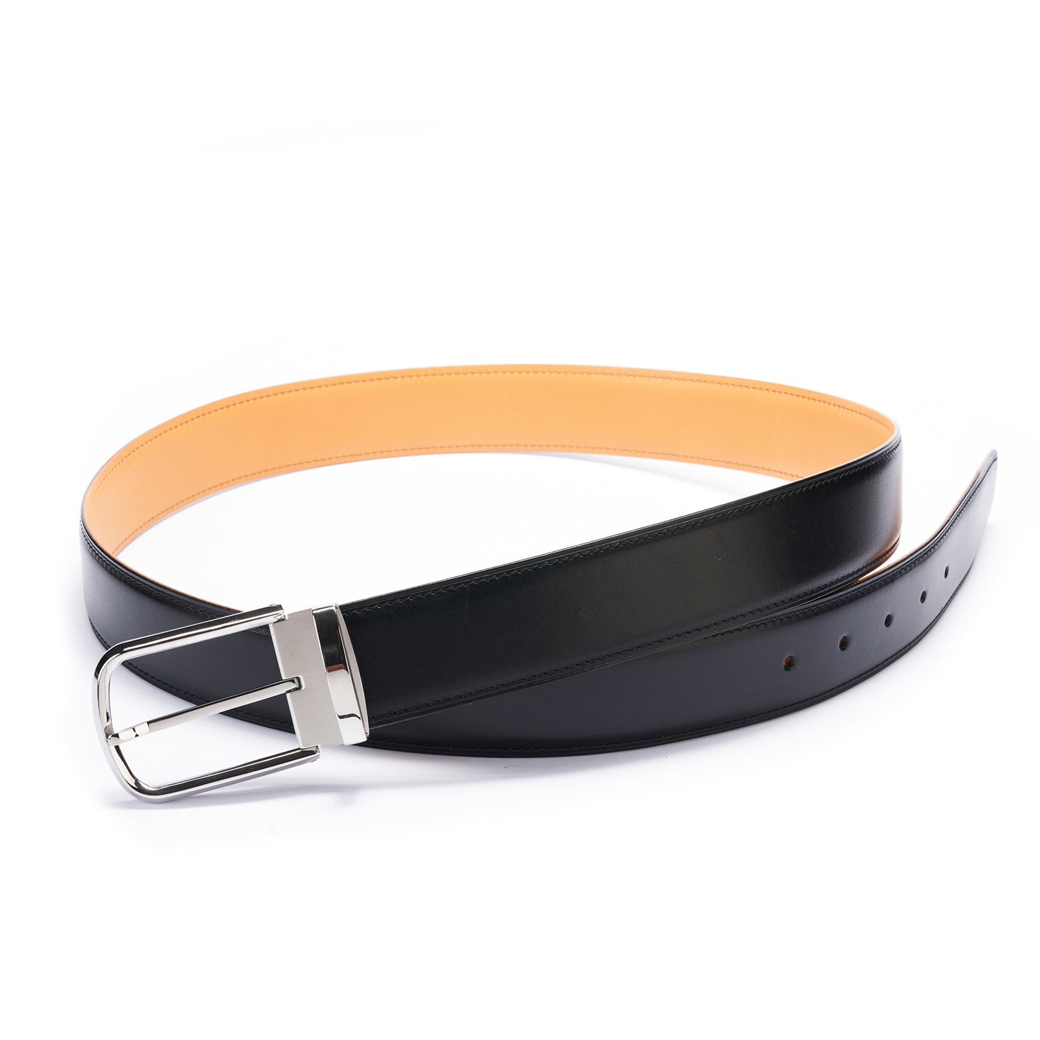 BELTLEY Black Japanese Oak Vegetable-Tanned Leather Dress Belt
