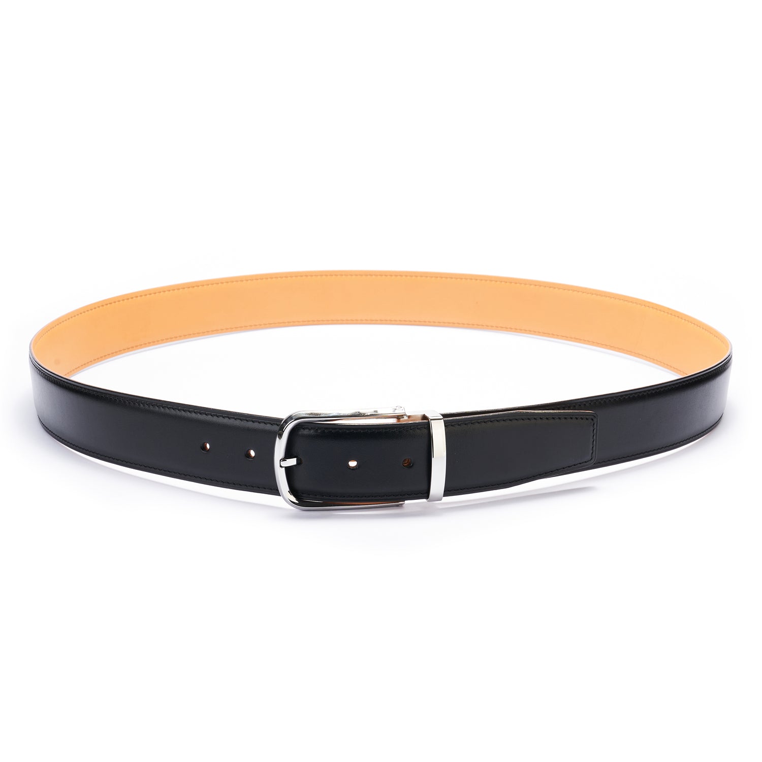 BELTLEY Black Japanese Oak Vegetable-Tanned Leather Dress Belt