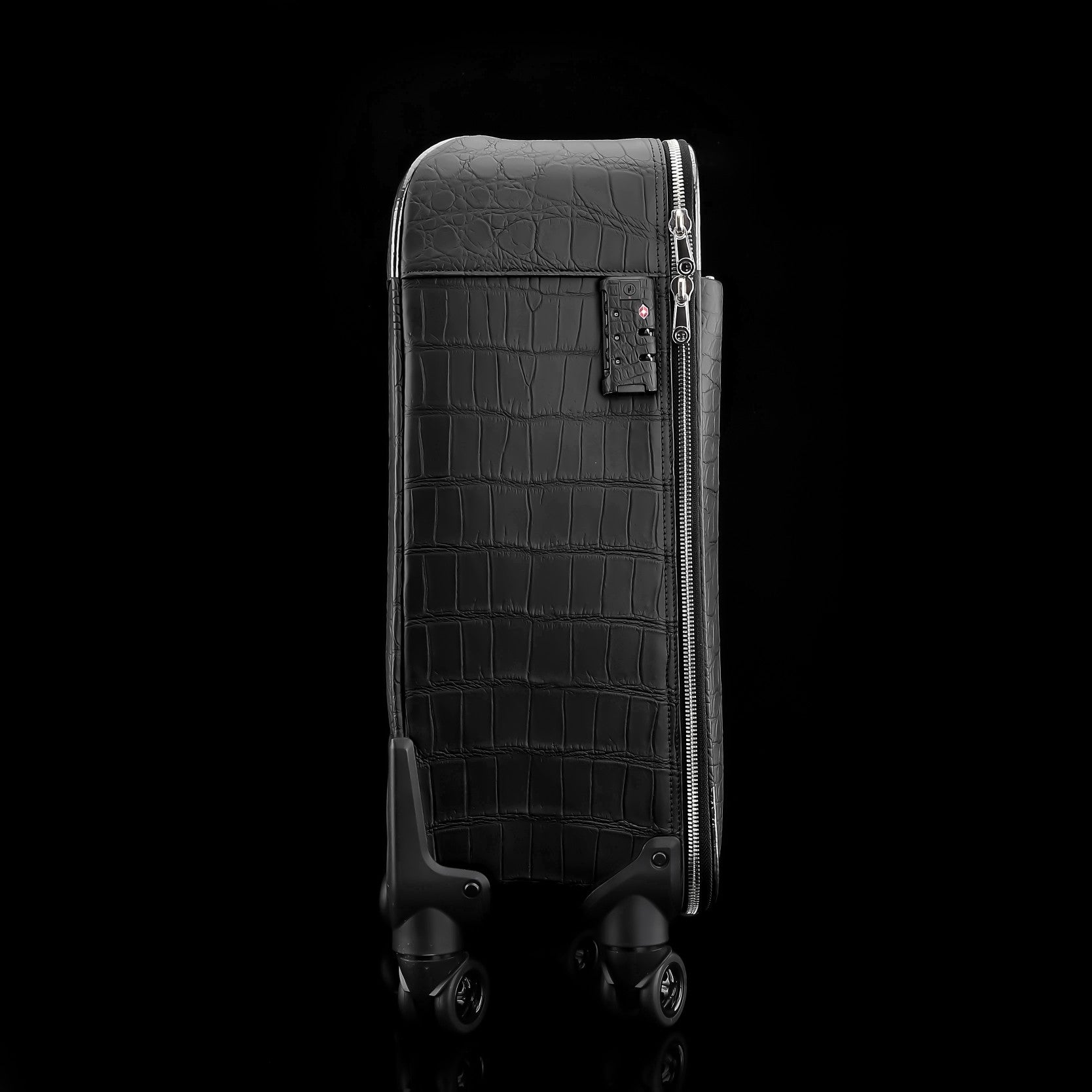 BELTLEY Black Matte Nile Crocodile Luggage 20 Inches