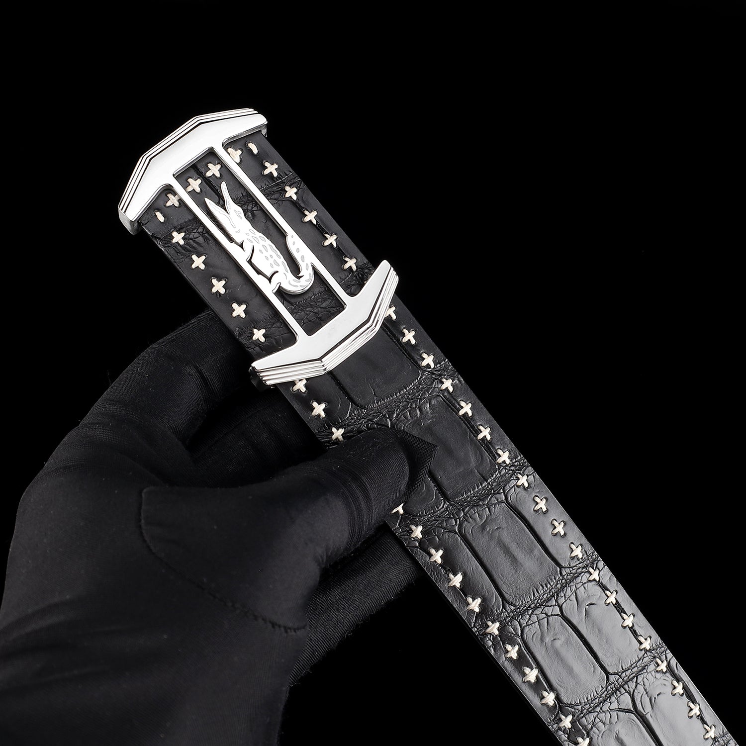 Black Real Crocodile Leather Belt For Men — lifestyle shot | BELTLEY