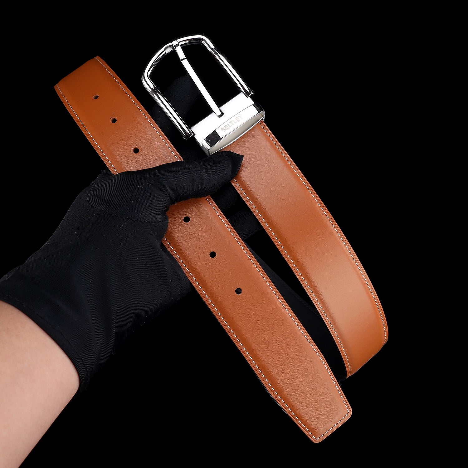 BELTLEY Bright Tan Smooth Leather Belt-Unisex