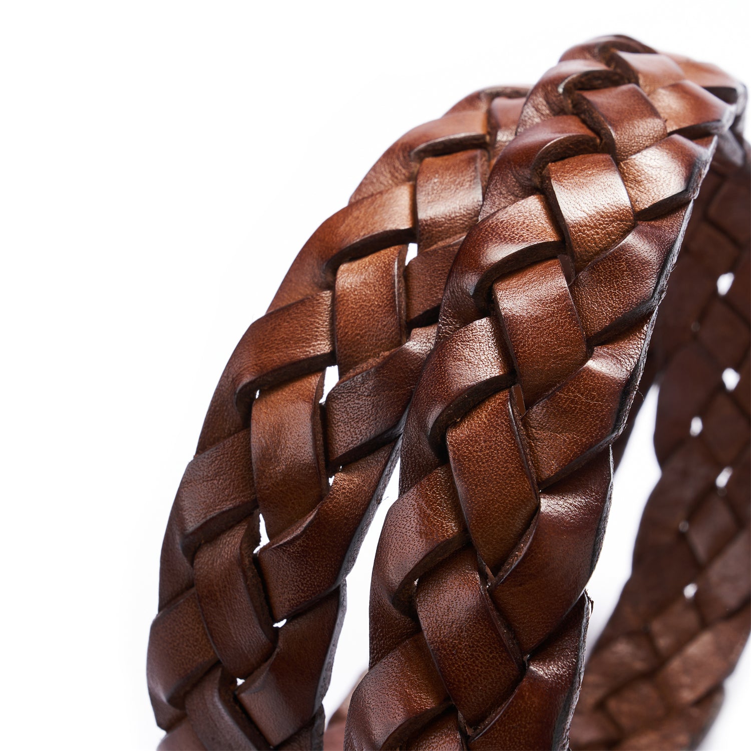 BELTLEY Brown Braided Leather Belt for Women with Brass Buckle 1.18 Inches