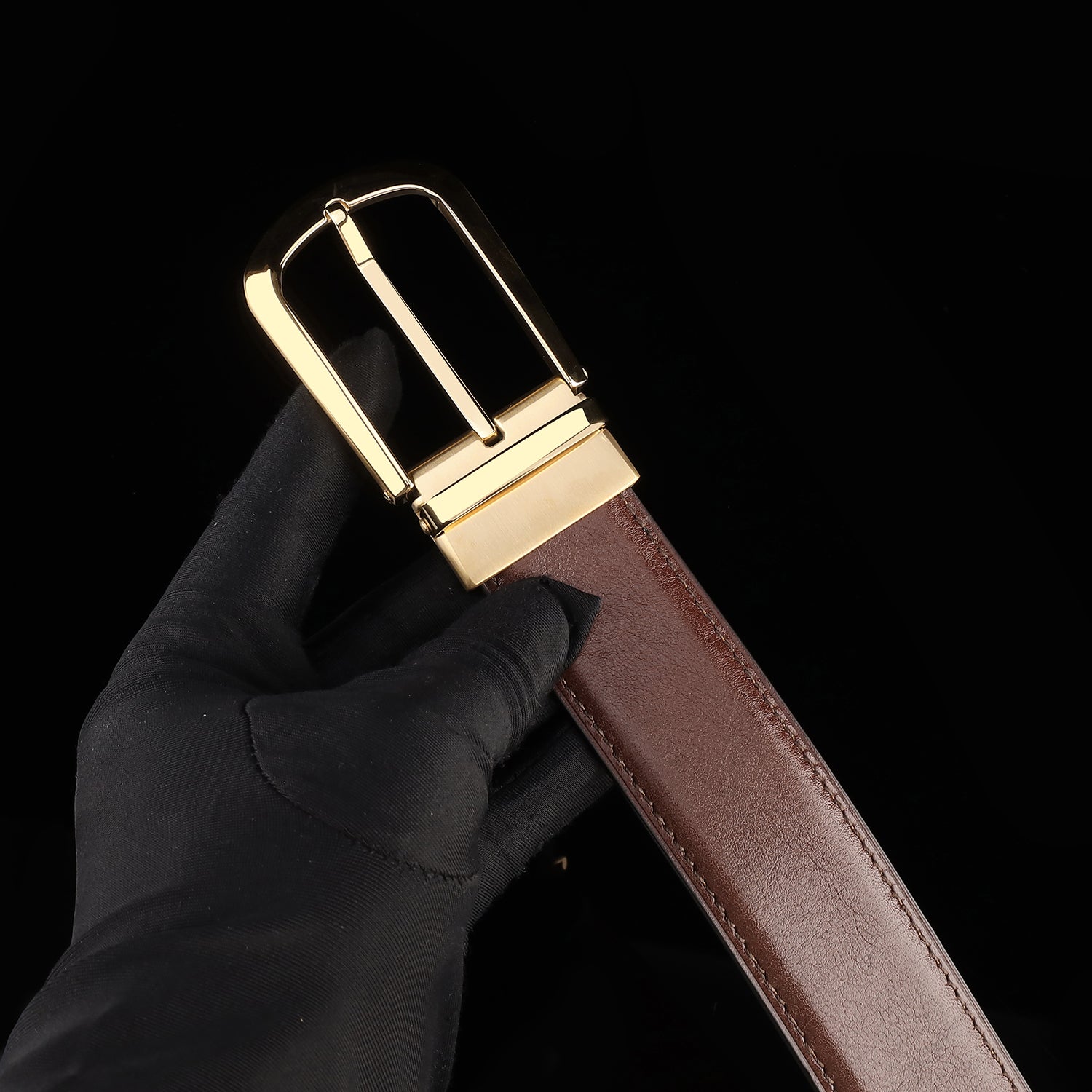 BELTLEY Brown Calfskin Dress Leather Belt For Men