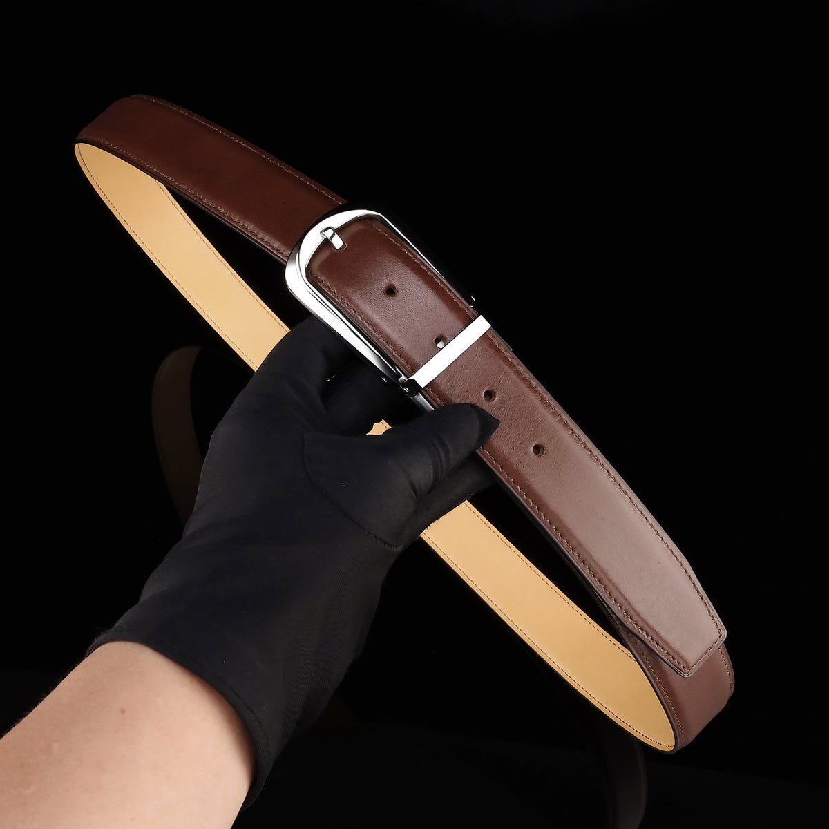 BELTLEY Brown Calfskin Leather Belt Size 30-48 Inches