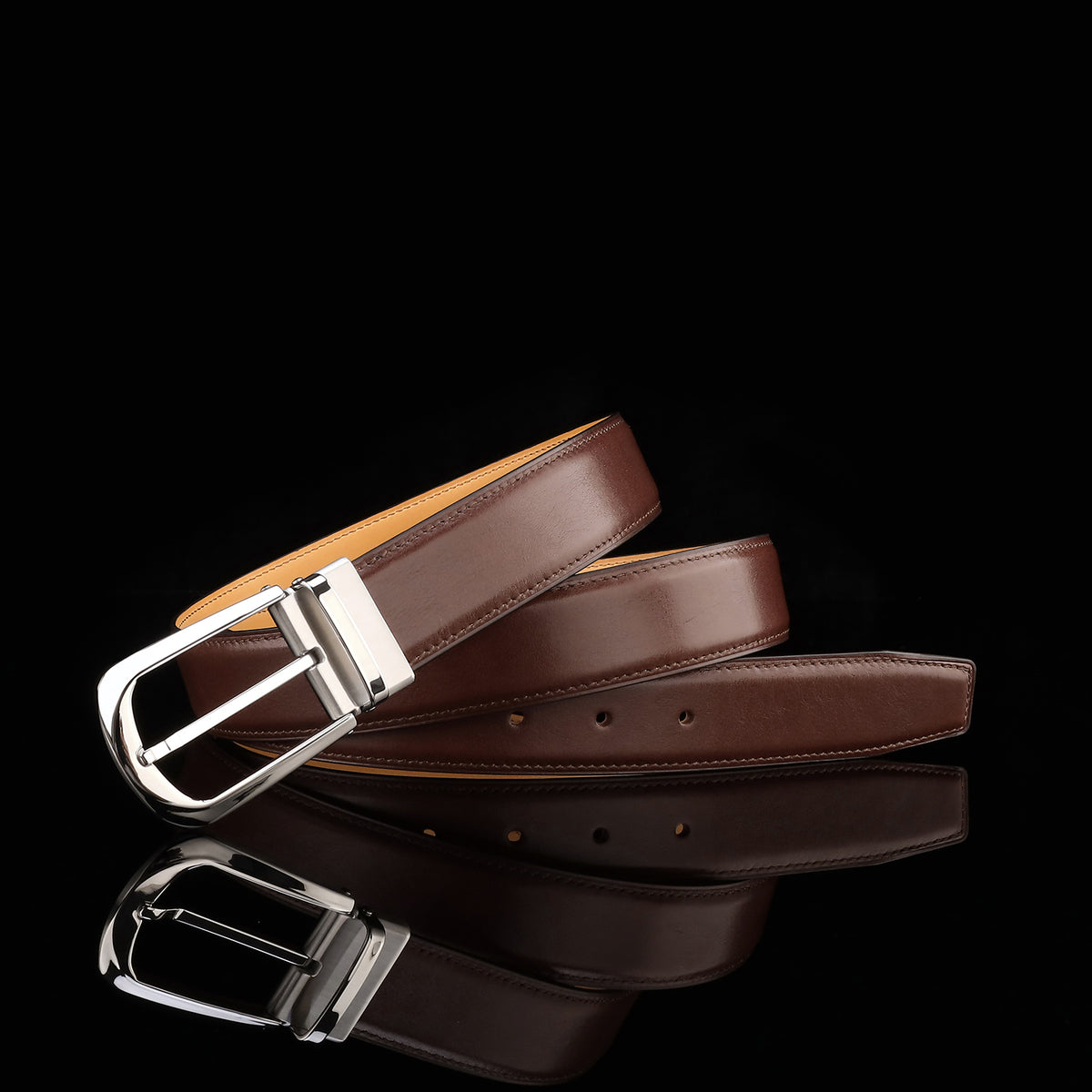 BELTLEY Brown Calfskin Leather Belt Size 30-48 Inches