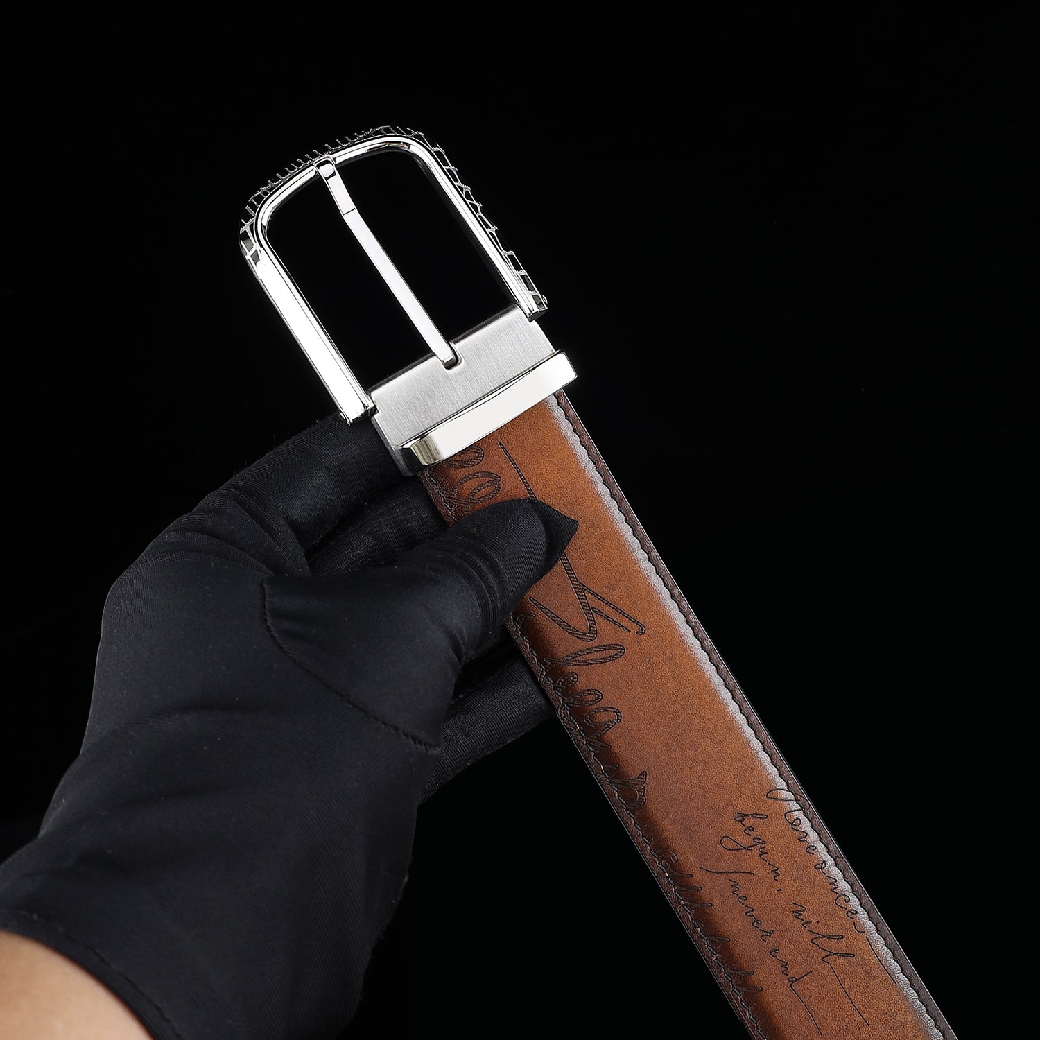 BELTLEY Brown Hand-Rubbed Patina Belt for Men