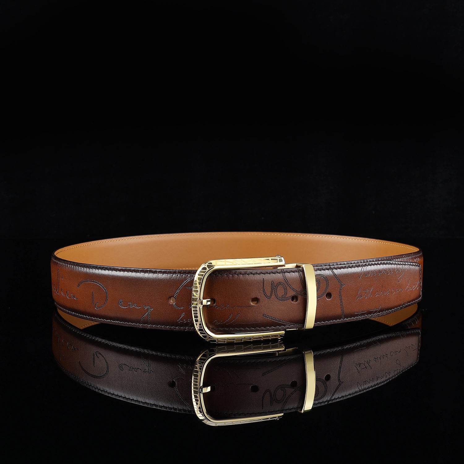 BELTLEY Brown Hand-Rubbed Patina Belt for Men