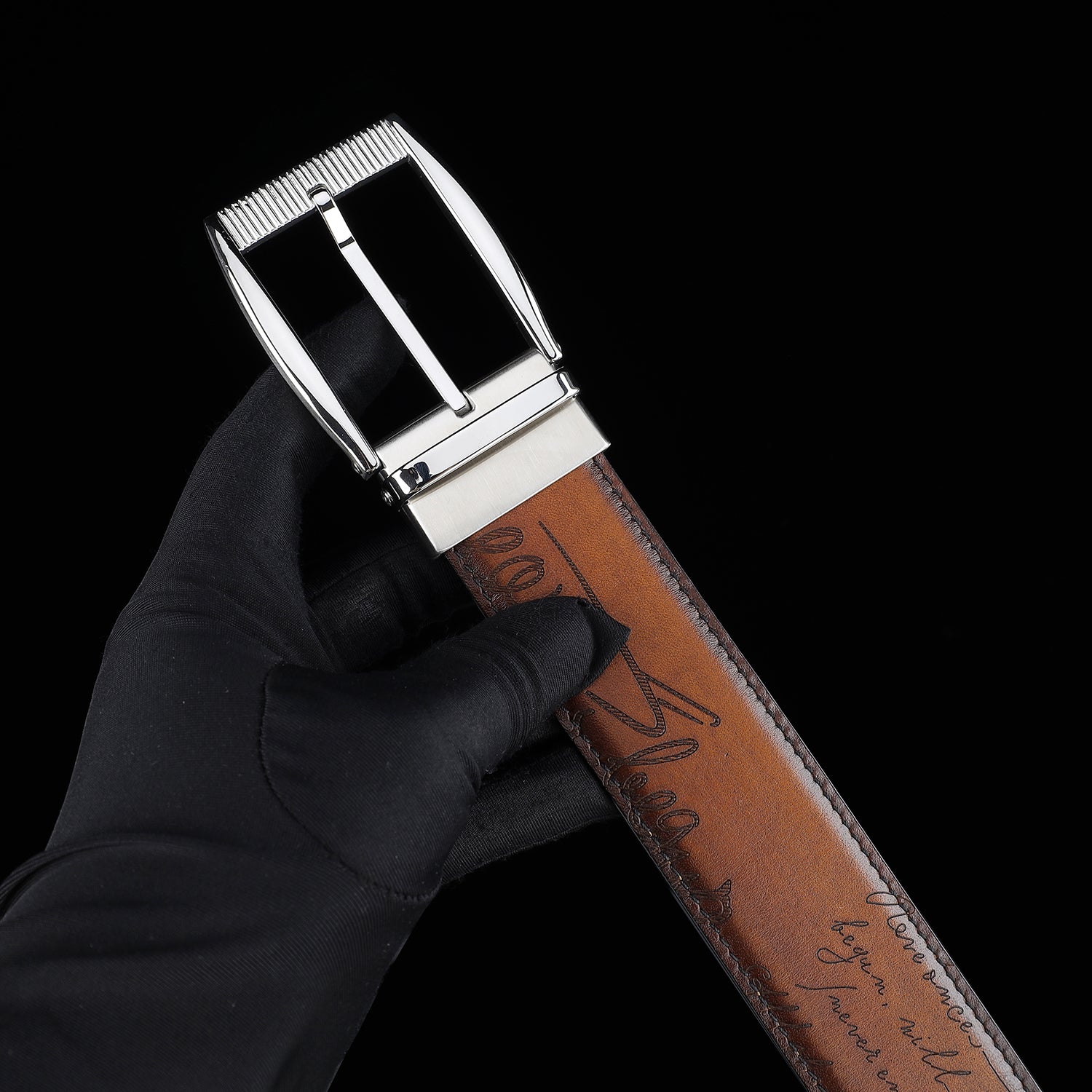 BELTLEY Brown Hand-Rubbed Patina Casual Belt 1.5 Inches