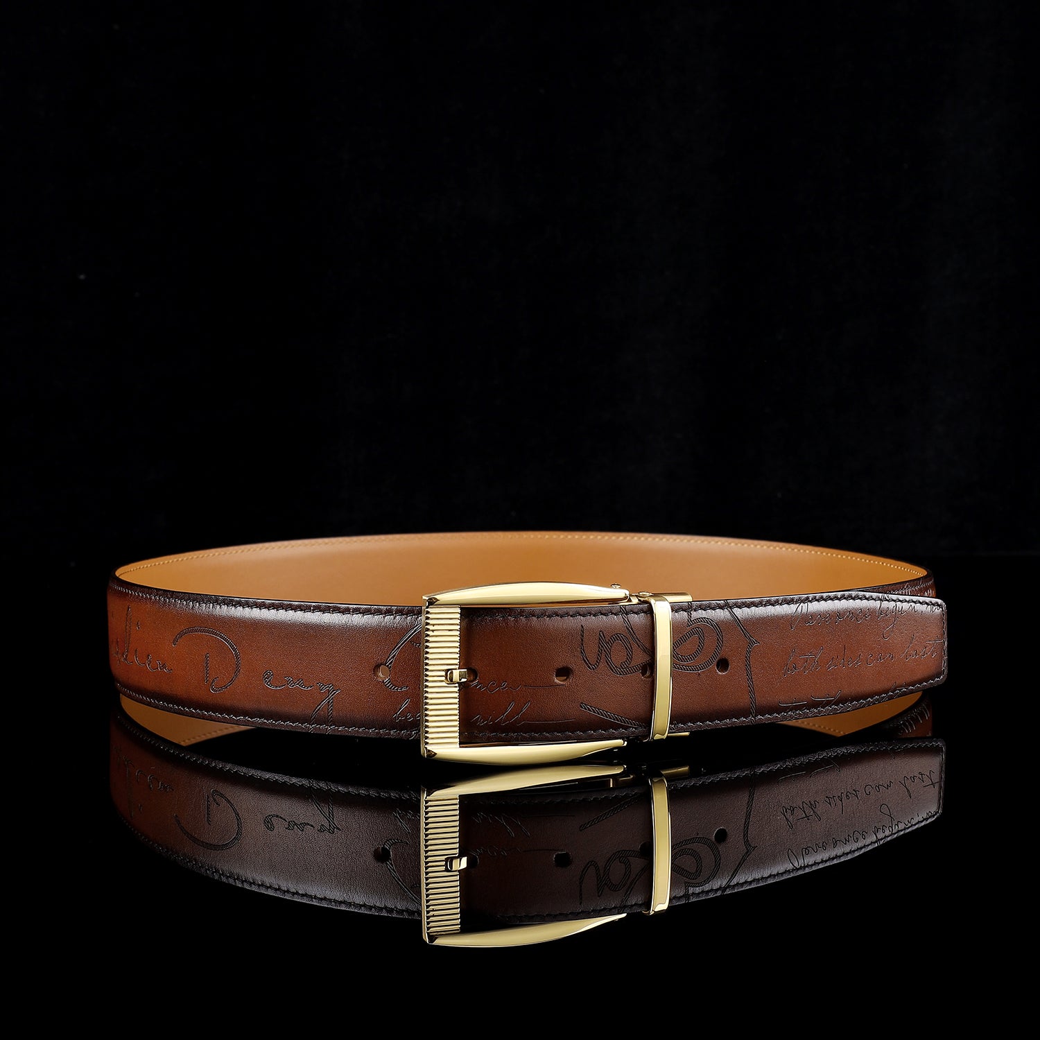 BELTLEY Brown Hand-Rubbed Patina Casual Belt 1.5 Inches
