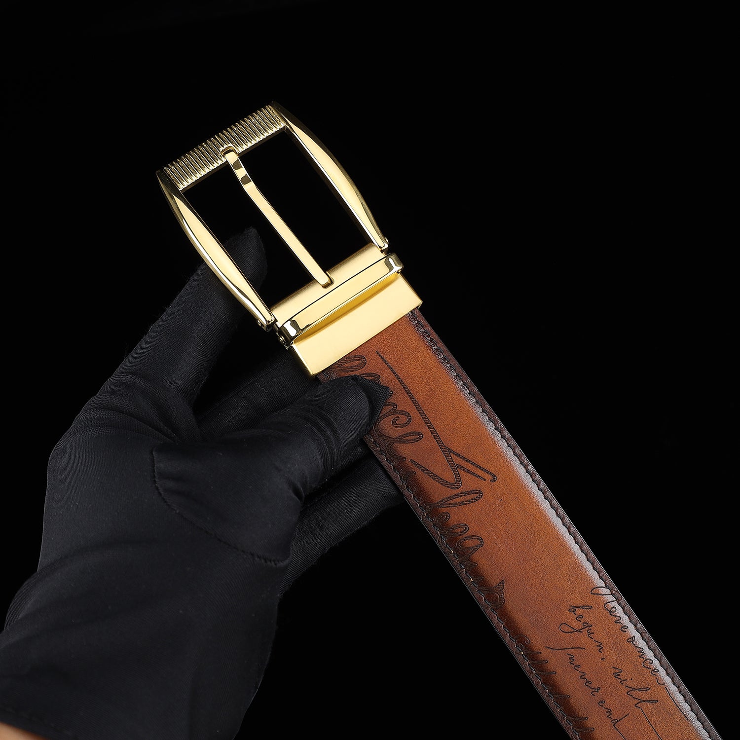 BELTLEY Brown Hand-Rubbed Patina Casual Belt 1.5 Inches