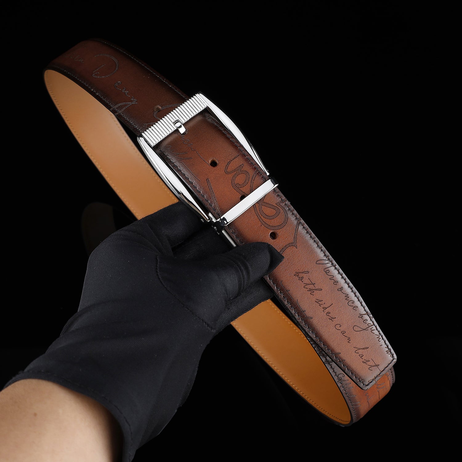 BELTLEY Brown Hand-Rubbed Patina Casual Belt 1.5 Inches