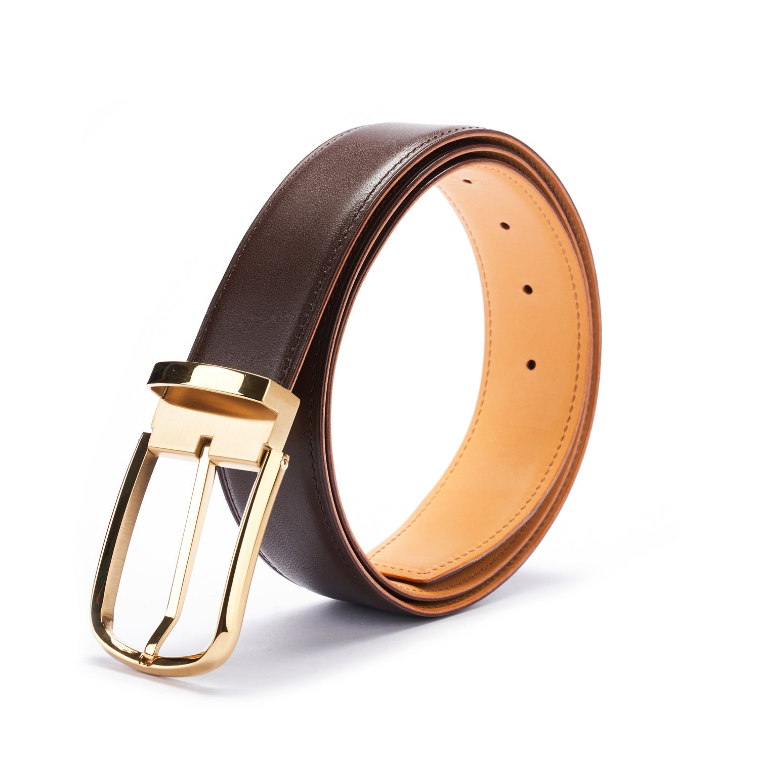 BELTLEY Brown Japanese Oak Vegetable-Tanned Leather Dress Belt-1.5"